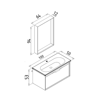 Orka Clay 100 cm Beyaz Banyo Dolabı Takımı
