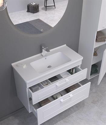 Orka Limpo 80 cm Mat Beyaz Banyo Dolabı Takımı