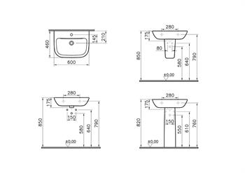 Vitra S20 Lavabo, 60 cm, 5503L003-0001