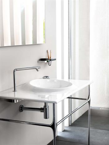 Vitra Lavabo, İstanbul, Çift Armatür Delikli Etajerli, 100 cm, Beyaz, VitraClean, 4519B403-1596