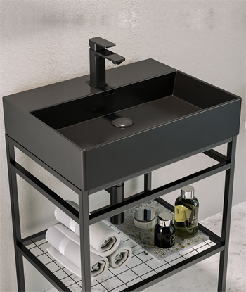 Orka Capetown 80 cm Siyah Banyo Dolabı Alt Modül ve Lavabo