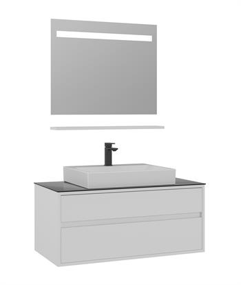 Orka Verona 100 cm, Beyaz, Banyo Dolabı Takımı (Ledli Ayna)