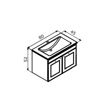 Orka Limpo 80 cm Beyaz Kapaklı Banyo Dolabı Alt Modül ve Lavabo