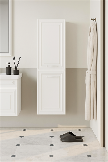 Orka Design 40 cm Mat Beyaz Banyo Boy Çamaşır Dolabı