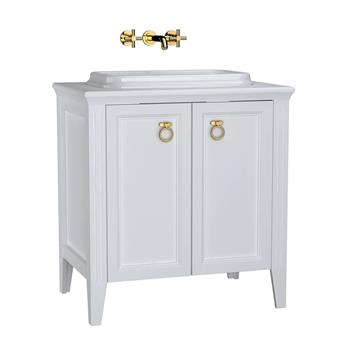 Vitra Valarte Kapaklı Tezgah Üstü Lavabo Dolabı, 80 Cm, Mat Beyaz (Lavabo Dahil-Krom Kulplu) 62168