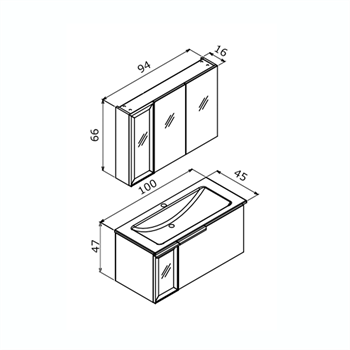 Orka Pure 100 cm Mat Beyaz Banyo Dolabı Takımı
