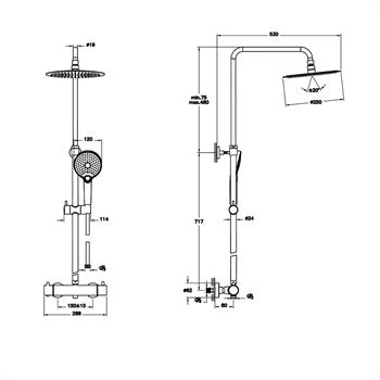 Artema Aquaheat Bliss 250 Termostatik Duş Bataryası - Duş Kolonu Sistemi A47201