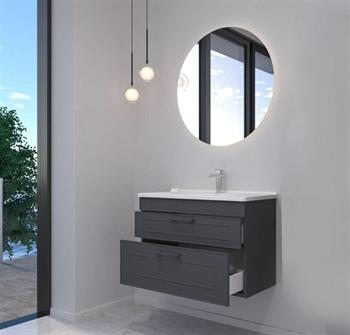 Orka Limpo 80 cm Mat Antrasit Banyo Dolabı Takımı