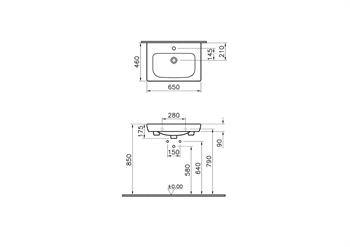 Vitra S20 Etajerli Lavabo, 65 cm, 5522B003-0001