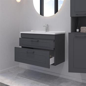 Orka Limpo 80 cm Antrasit Dolabı Alt Modül ve Lavabo