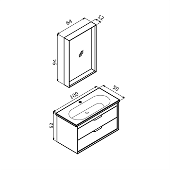 Orka Clay 100 cm Sahra Çekmeceli Banyo Dolabı Takımı