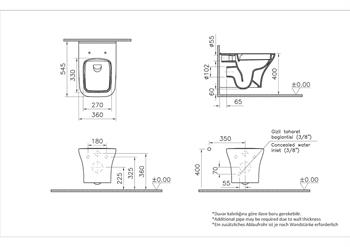 VitrA Asma Klozet Zentrum Square SmoothFlush Kanalsız, 7484L003-0090