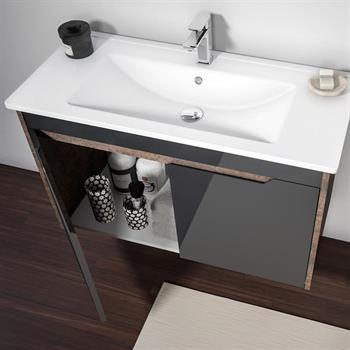 Orka Lago 100 cm Antrasit Banyo Dolabı Takımı