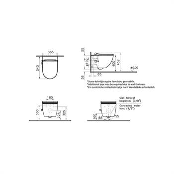 VitrA Asma Klozet, Sento Rim-ex, Kanalsız, Termostatik, Entegre, Ara Musluklu, 7748B003-7211