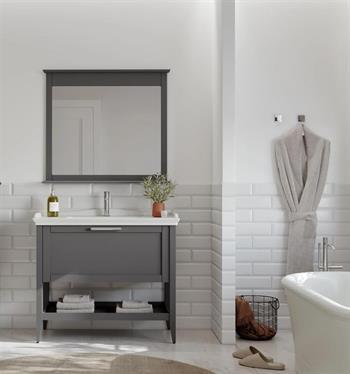 Orka Bastle 100 cm Mat Gri Banyo Dolabı Takımı