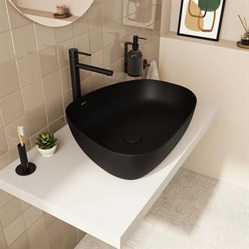 Vitra Outline Asimetrik Çanak Lavabo, 56 cm, Mat Siyah, 5991B483-0016