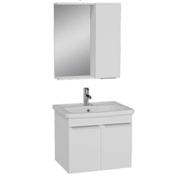 Vitra Quadrum Demonte Set, 65 Cm, Kapaklı, (Lavabo Dolabı, Yandan Dolaplı Ayna), Parlak Beyaz 65519
