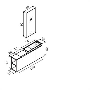 Orka Ferla 110 cm Mat Tarçin Banyo Dolabı Takımı