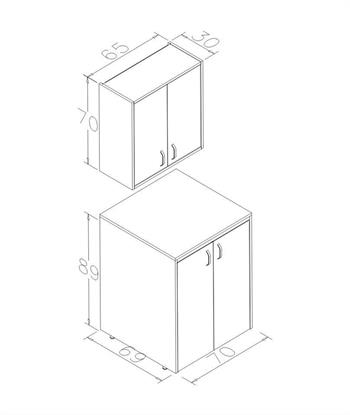 Orka Sedir 70 cm Mat Beyaz Çamaşır Dolabı Takımı