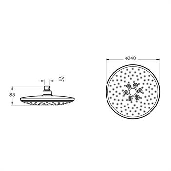 Artema Duş Başlığı, Bliss 2F, 24 Cm, A45742