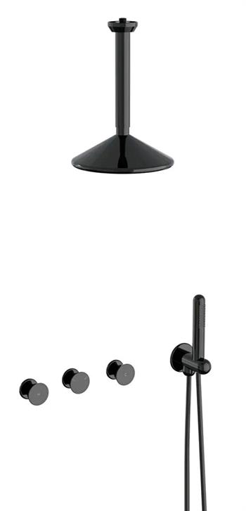 Vitra Duş Seti, Liquid, Ankastre (Sıva Üstü Grubu) Parlak Siyah, A4277739