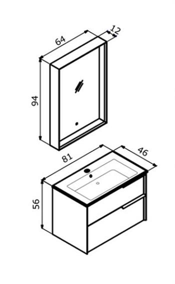 Orka Noventa 80 cm Cabana Banyo Dolabı Takımı
