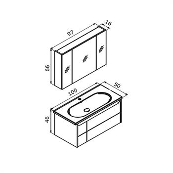 Orka Likya 100 cm Mat Beyaz Banyo Dolabı Takımı