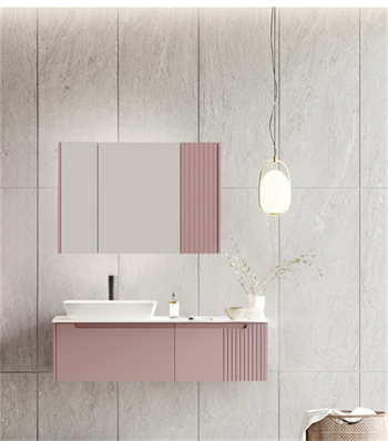 Orka Biella 120 cm Pudra Banyo Dolabı Takımı