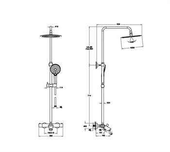 Artema Aquaheat Bliss 250B Termostatik Banyo Bataryası - Duş Kolonu Sistemi A47209
