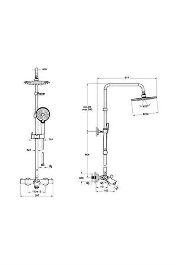 Artema Aquaheat Joy 220B Termostatik Banyo Bataryası - Duş Kolonu Sistemi A47208