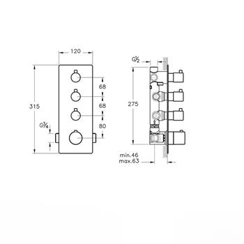 Artema Aquaheat S5 Ankastre Banyo - Duş Bataryası (5 Yollu Yönlendirici) A47189