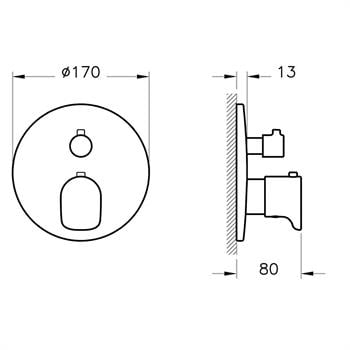 Artema Banyo Bataryası, Root Round, Termostatik Ankastre, (V-Box Sıva Üstü Grubu) A42694