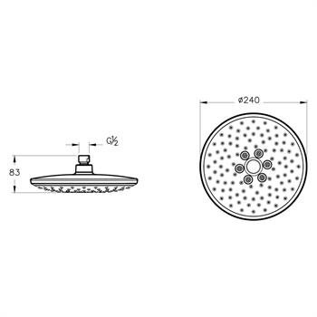 Artema Duş Başlığı, Bliss 2F, 24 cm, Mat Siyah, A4574236