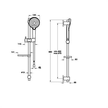 Artema Duşu Takımı, Bliss 3F, Sürgülü El, Mat Siyah, A4574336