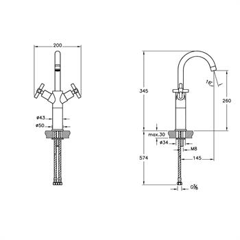 Artema Juno Lavabo Bataryası (Yüksek), Bakır, A4085126