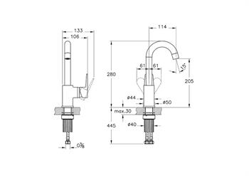Artema Lavabo Bataryası, Flow Square (Döner Borulu) A43165