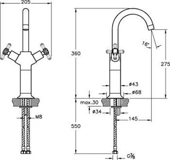Artema Lavabo Bataryası, Juno Swarovski  (Yüksek) A41662