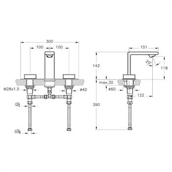 Artema Lavabo Bataryası, Memoria, Ankastre (3 Delikli Lavabolar İçin) Krom - Siyah, A4231558