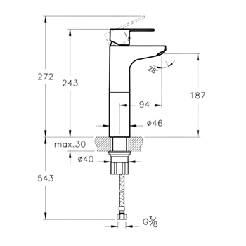 Artema Lavabo Bataryası, Win S, Yüksek, Krom, A42586