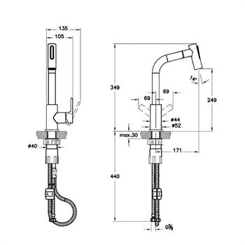 Artema Maestro Pull-Out Eviye Bataryası, Krom,  A42146