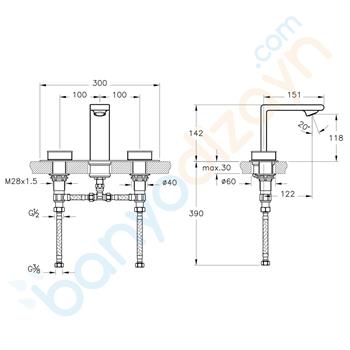 Artema Memoria Ankastre Lavabo Bataryası (3 Delikli Lavabolar için), Krom - Beyaz, A4231557 