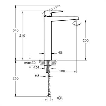 Artema Root Square Tezgah Üstü Lavabo Bataryası A42733