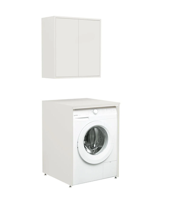 Orka Sedir 65 cm Mat Beyaz Çamaşır Dolabı Takımı