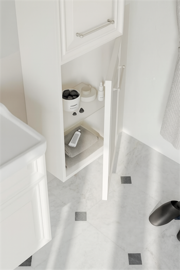 Orka Design 40 cm Mat Beyaz Banyo Boy Çamaşır Dolabı