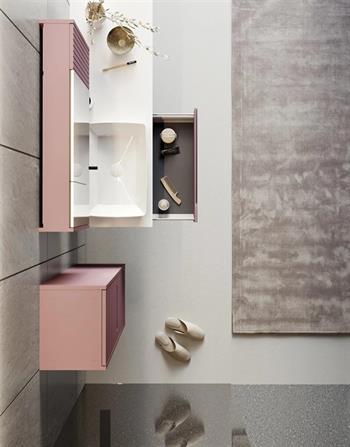 Orka Biella 120 cm Pudra Banyo Dolabı Takımı