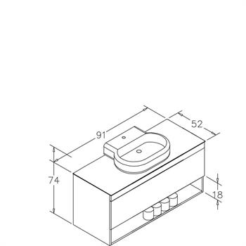 Orka Knidos 90 cm Legnano Banyo Dolabı Alt Modül ve Lavabo