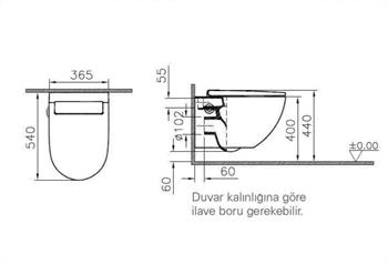 VitrA Asma Klozet, Sento, 54 cm (Temassız Entegre Taharet Musluklu-Temassız Klozet Kapağı Dahil) 4948B403-6262