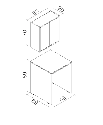 Orka Sedir 65 cm Mat Beyaz Çamaşır Dolabı Takımı