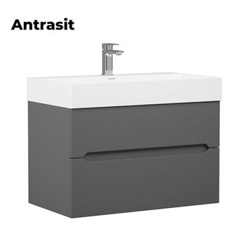 Orka Malta 80 cm Antrasit Banyo Dolabı Alt Modül ve Lavabo