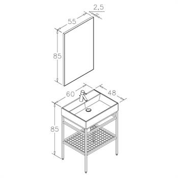 Orka CapeTown Banyo Dolabı Takımı, 60 cm (Parlak Beyaz Lavabo), 5000142